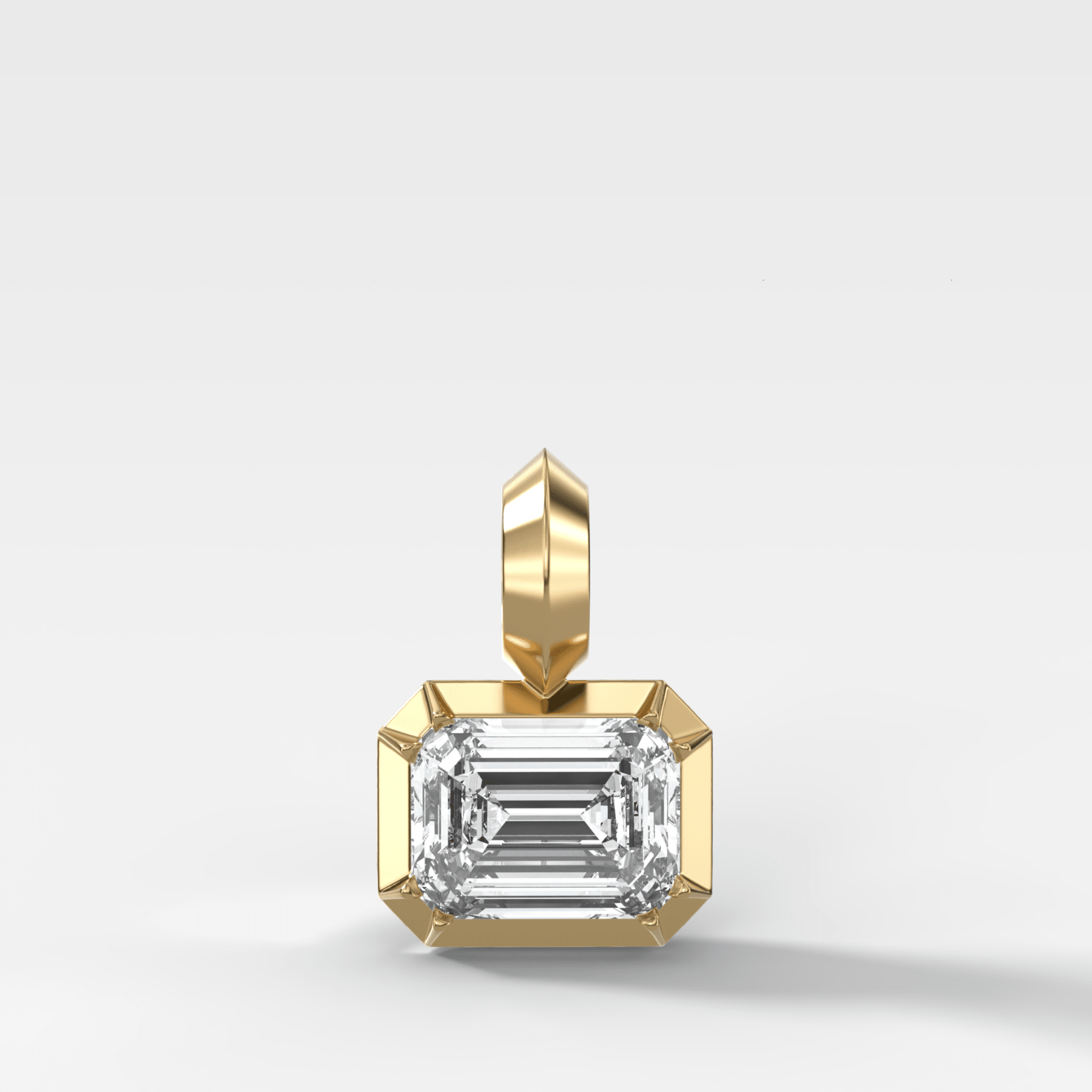 Button Back East West Emerald Attachable Diamond Pendant - GOODSTONE