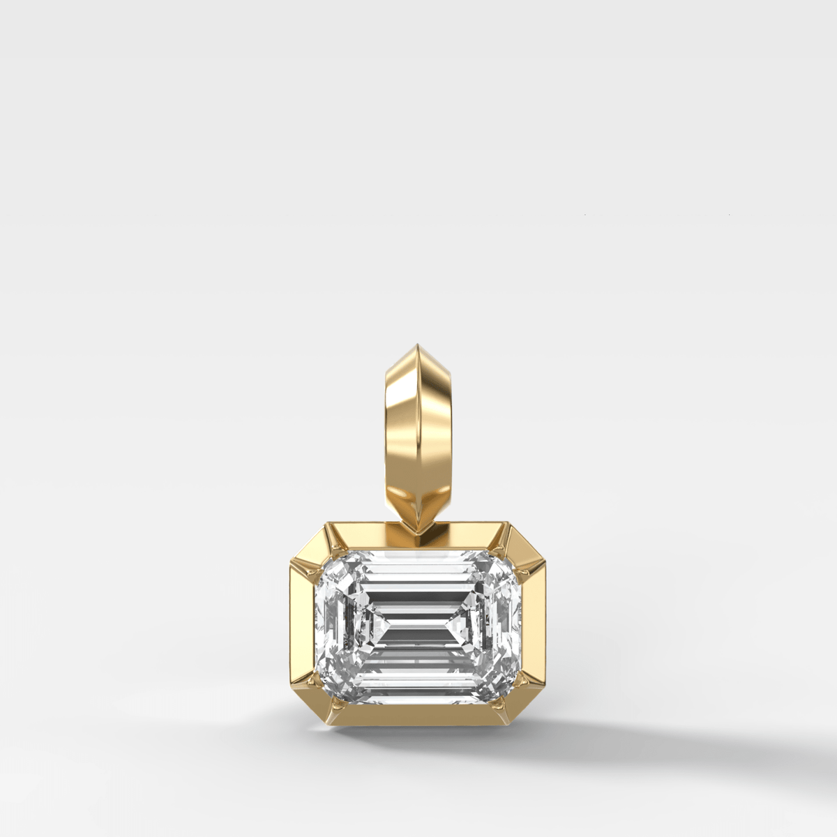 Button Back East West Emerald Attachable Diamond Pendant - GOODSTONE