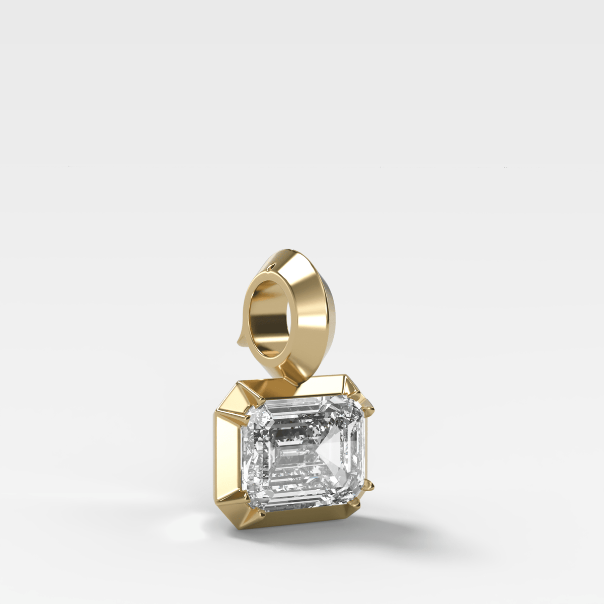 Button Back East West Emerald Attachable Diamond Pendant - GOODSTONE
