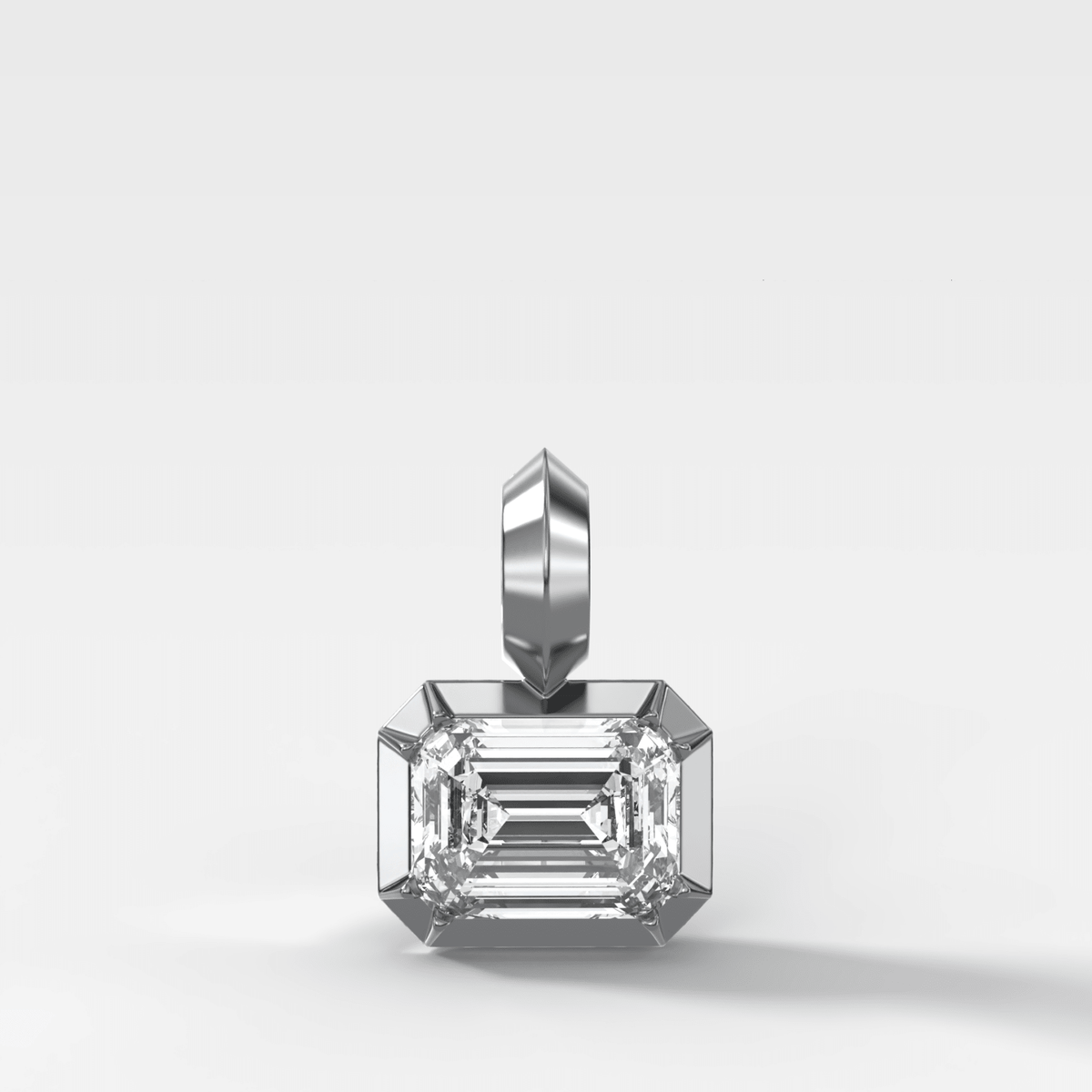 Button Back East West Emerald Attachable Diamond Pendant - GOODSTONE