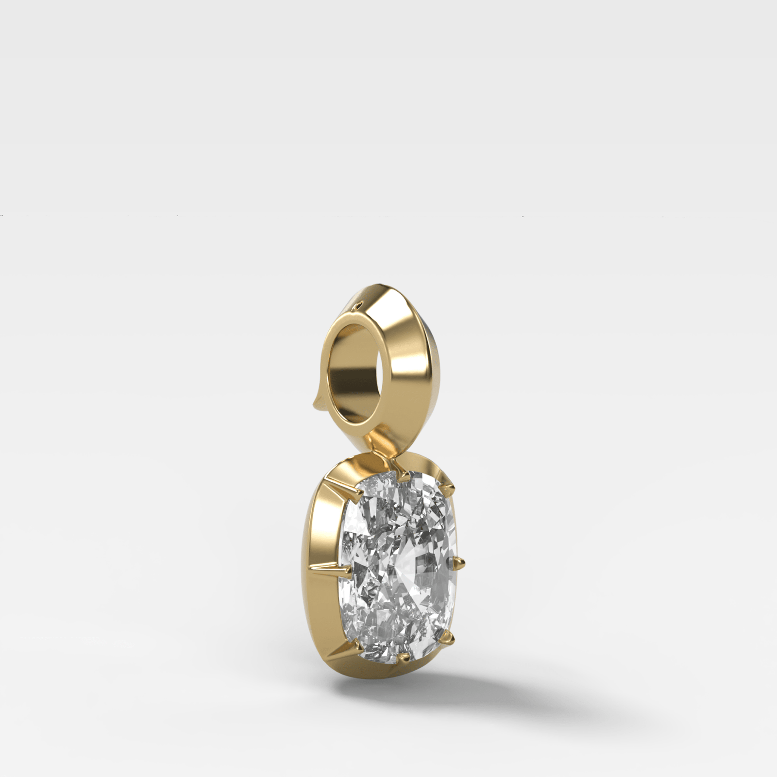 Button Back Elongated Cushion Attachable Diamond Pendant - GOODSTONE