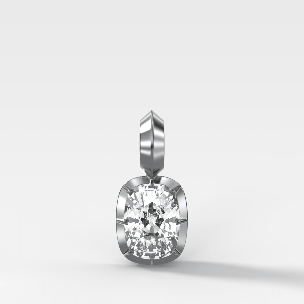 Button Back Elongated Cushion Attachable Diamond Pendant - GOODSTONE