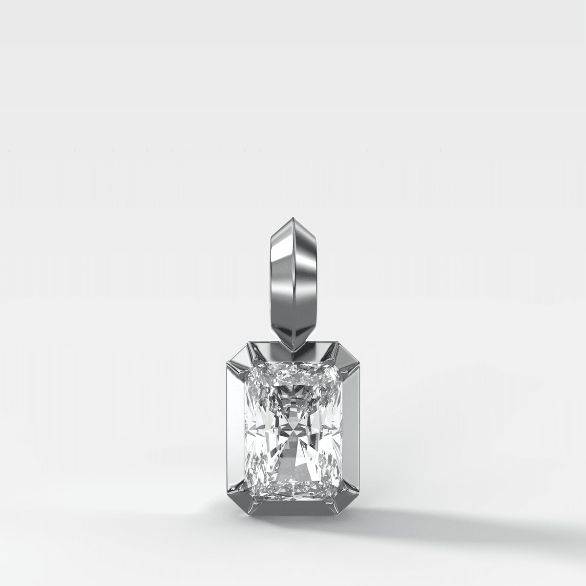 Button Back Elongated Radiant Attachable Diamond Pendant - GOODSTONE