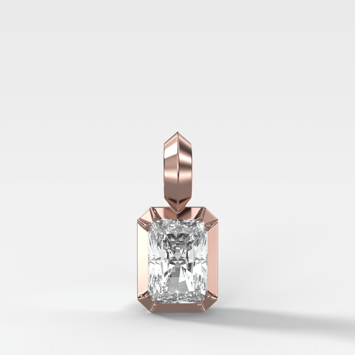 Button Back Elongated Radiant Attachable Diamond Pendant - GOODSTONE