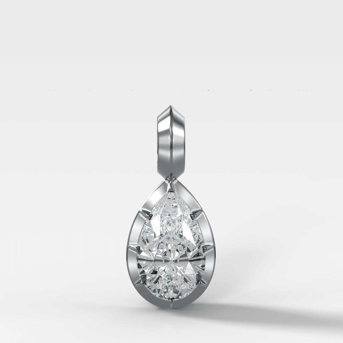 Button Back Pear Attachable Diamond Pendant - GOODSTONE
