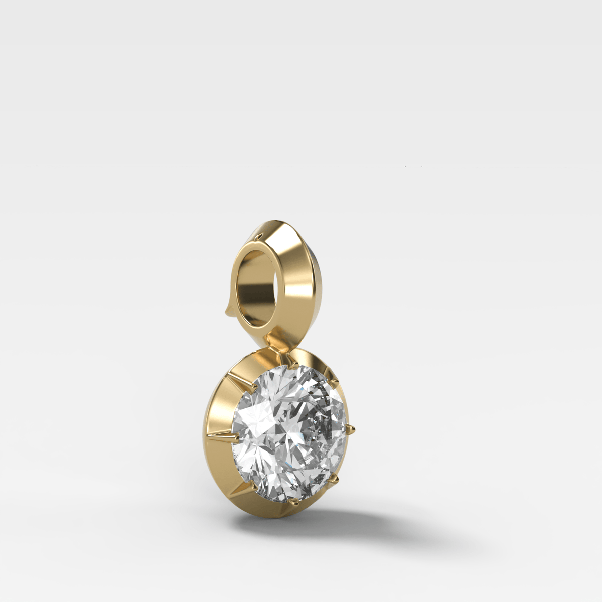 Button Back Round Attachable Diamond Pendant - GOODSTONE