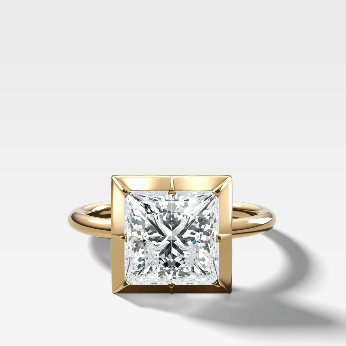 Button Back Solitaire Engagement Ring With a Princess Cut Diamond - GOODSTONE