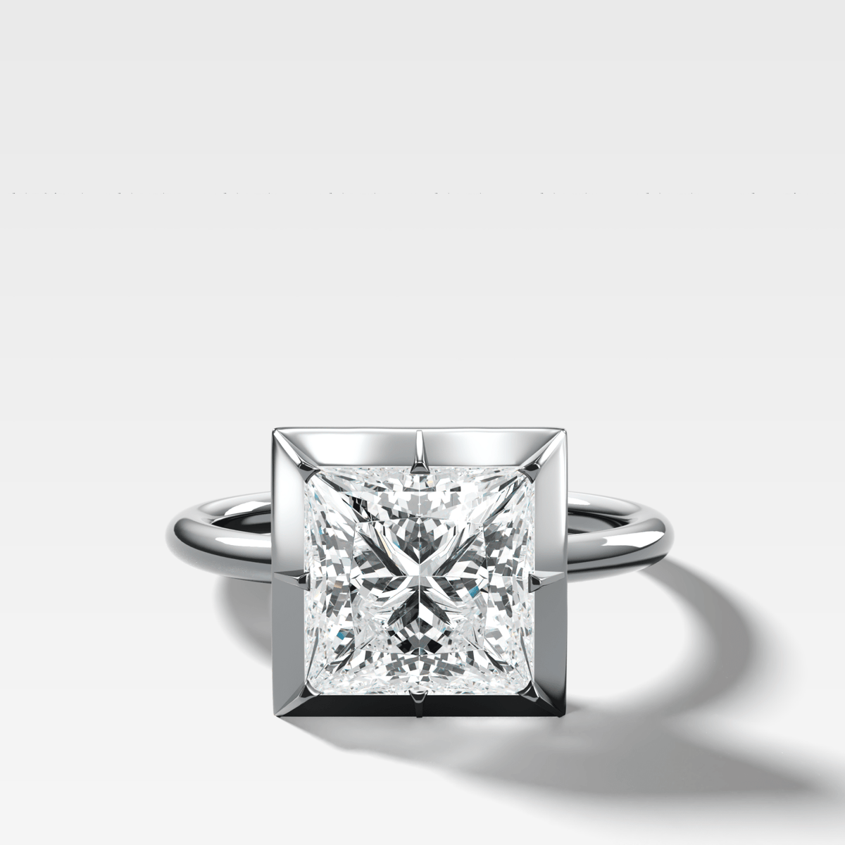 Button Back Solitaire Engagement Ring With a Princess Cut Diamond - GOODSTONE