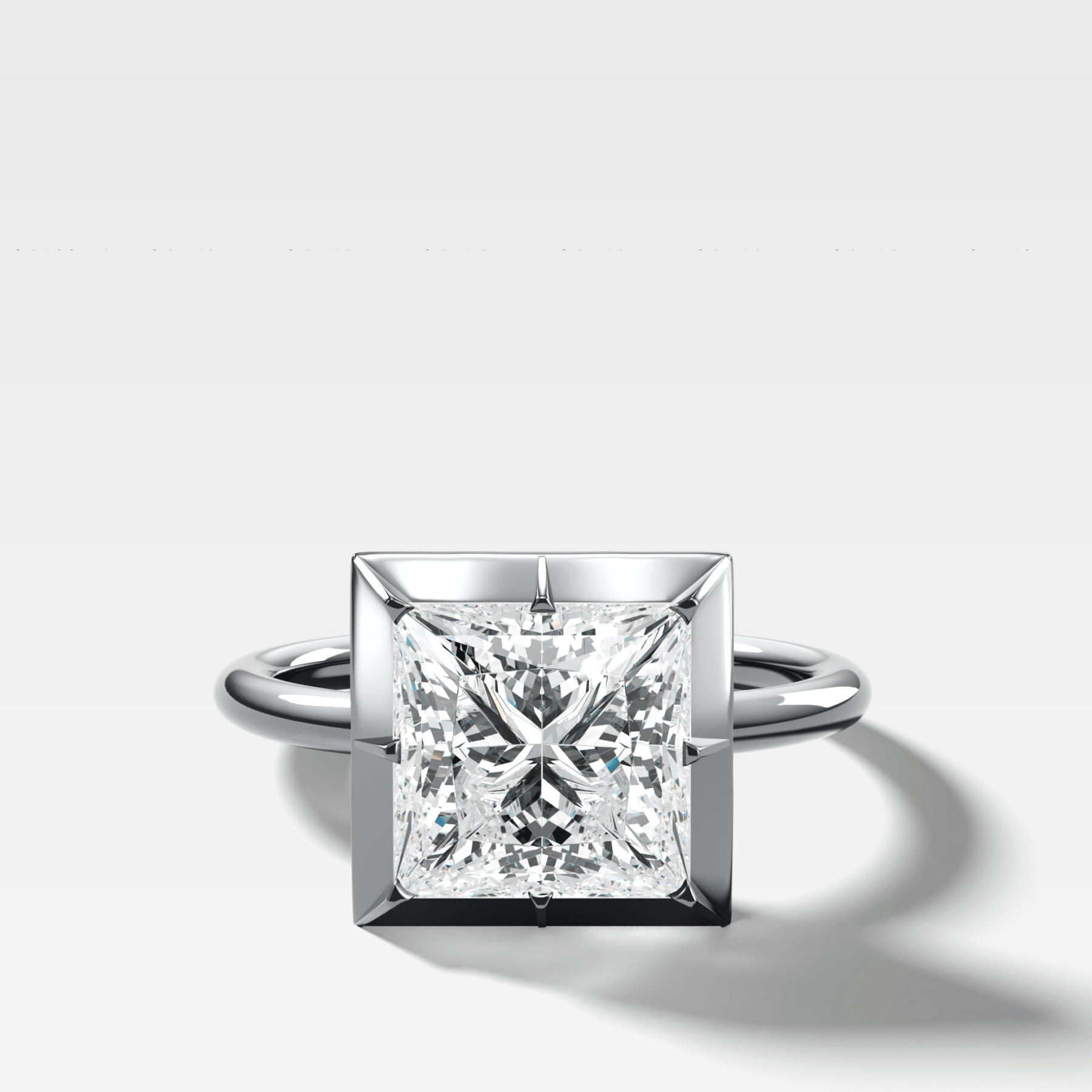 Princess Cut Button Back Solitaire Engagement Ring | GoodStone