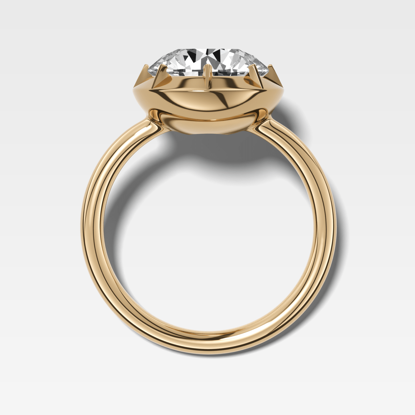 Button Back Solitaire Engagement Ring With a Round Cut Diamond - GOODSTONE