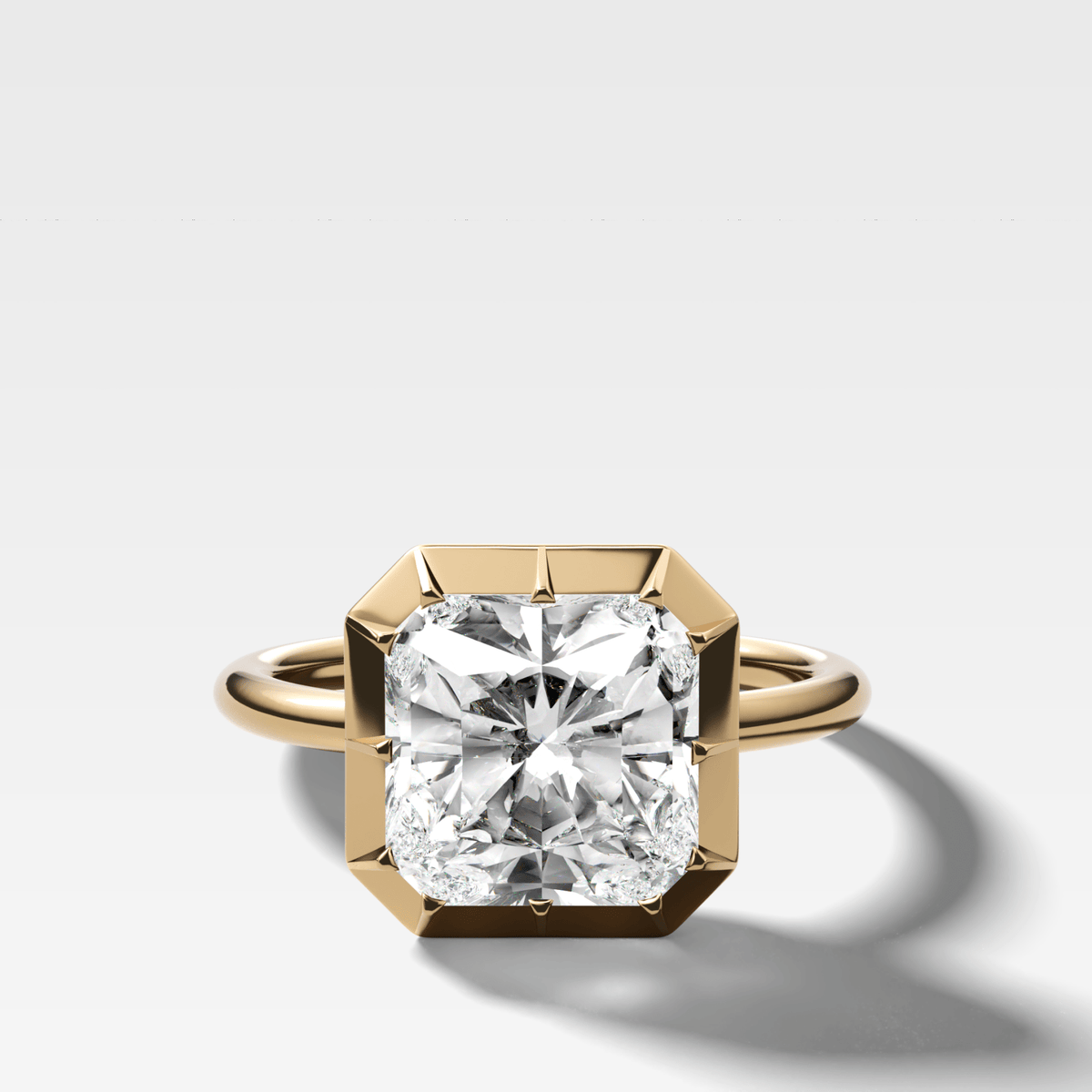 Button Back Solitaire Engagement Ring With a Square Radiant Cut Diamond - GOODSTONE