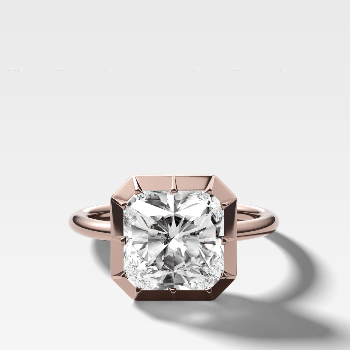 Button Back Solitaire Engagement Ring With a Square Radiant Cut Diamond - GOODSTONE
