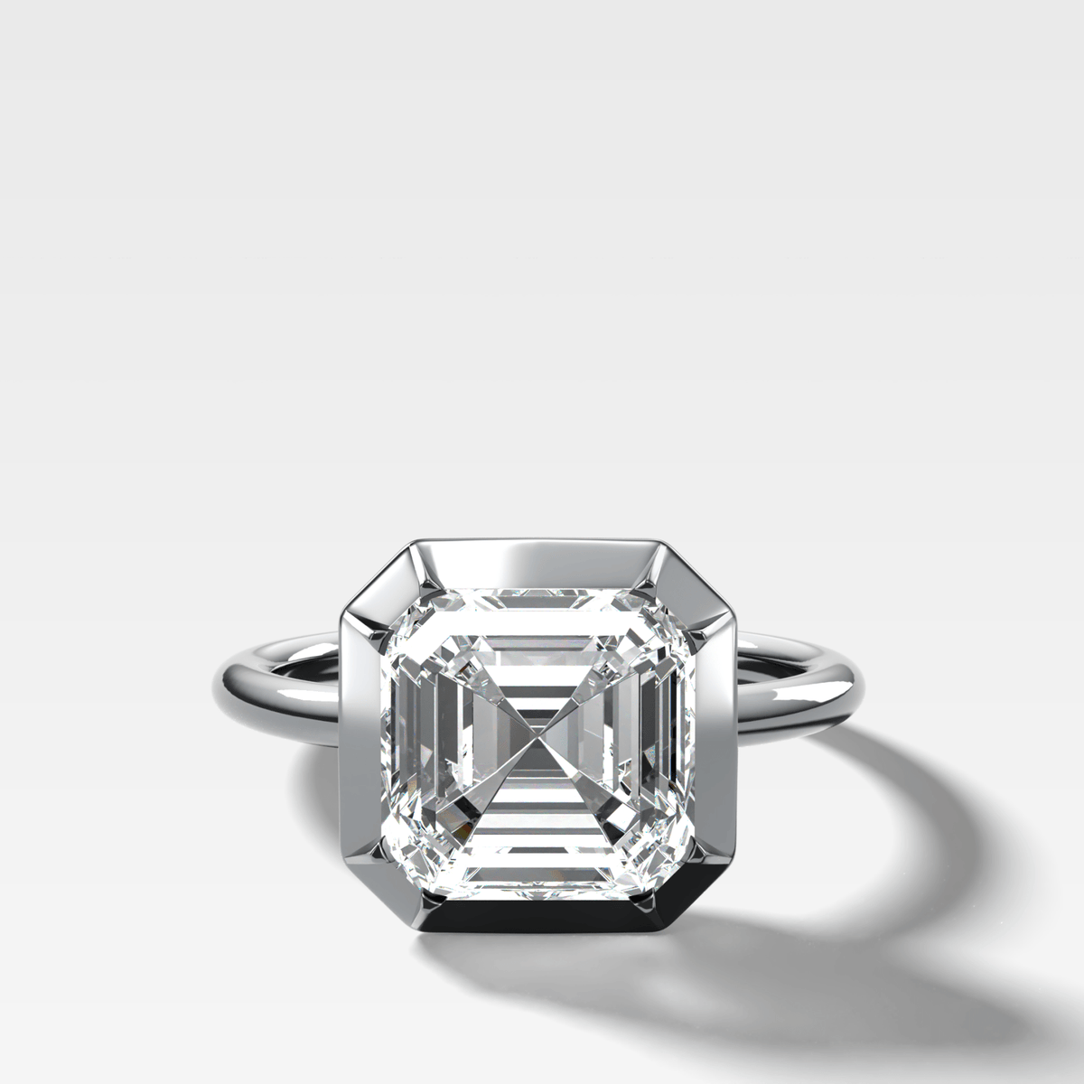 Button Back Solitaire Engagement Ring With an Asscher Cut Diamond - GOODSTONE