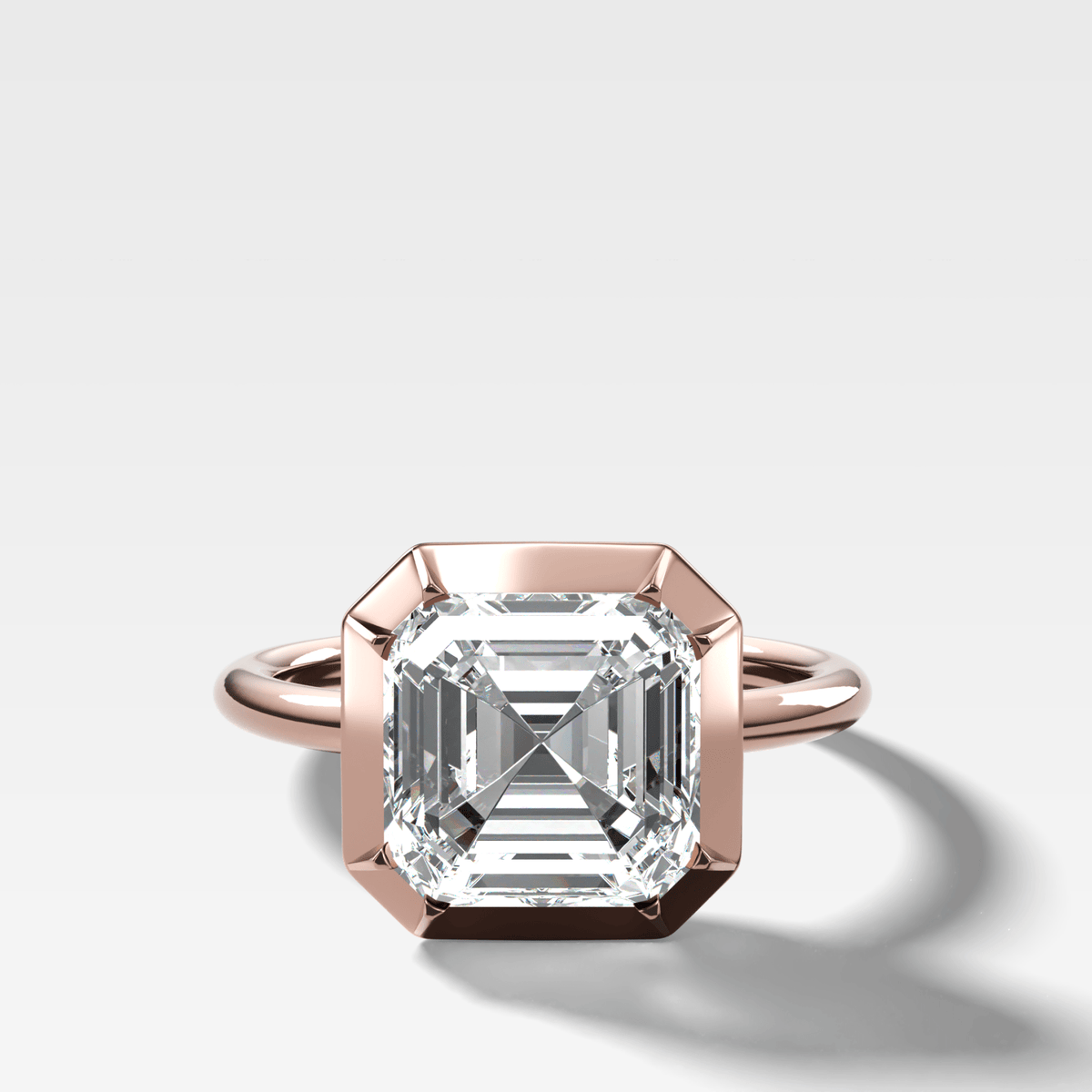 Button Back Solitaire Engagement Ring With an Asscher Cut Diamond - GOODSTONE