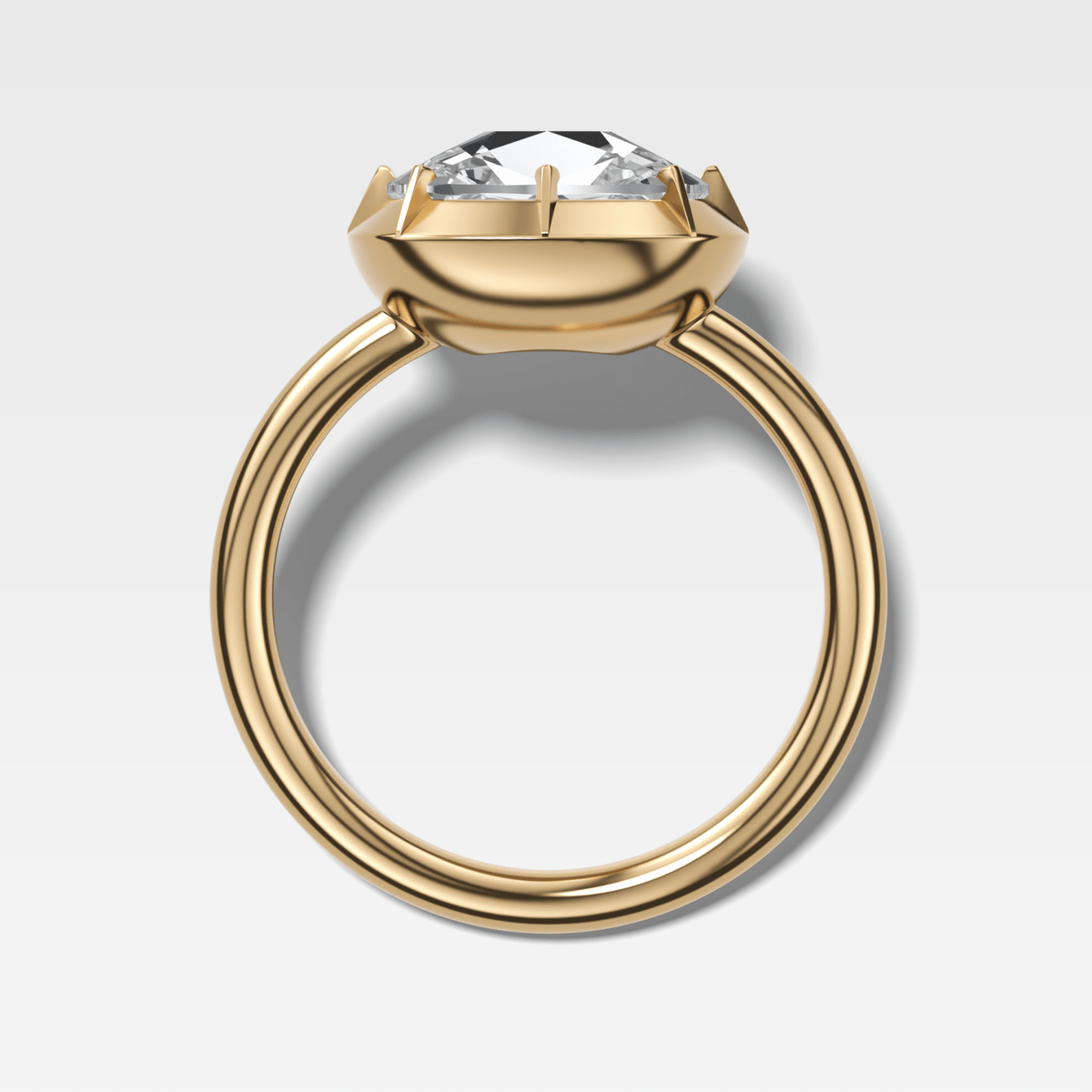 Button Back Solitaire Engagement Ring With an East West Old Mine Cut Diamond - GOODSTONE