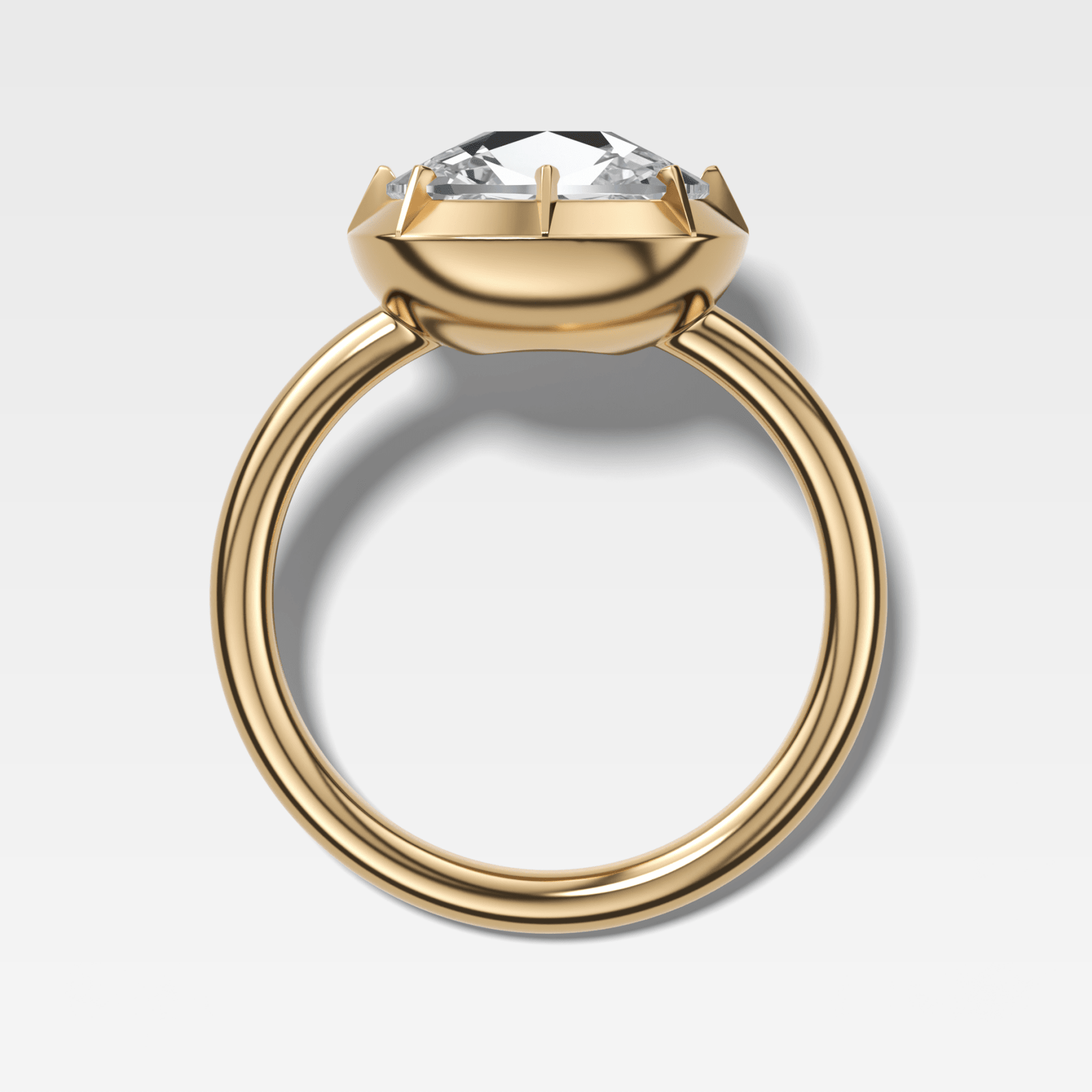 Button Back Solitaire Engagement Ring With an East West Old Mine Cut Diamond - GOODSTONE