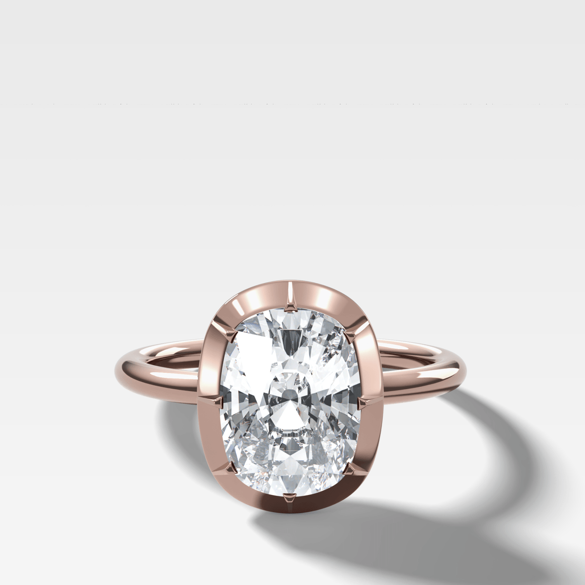 Button Back Solitaire Engagement Ring With an Elongated Cushion Cut Diamond - GOODSTONE