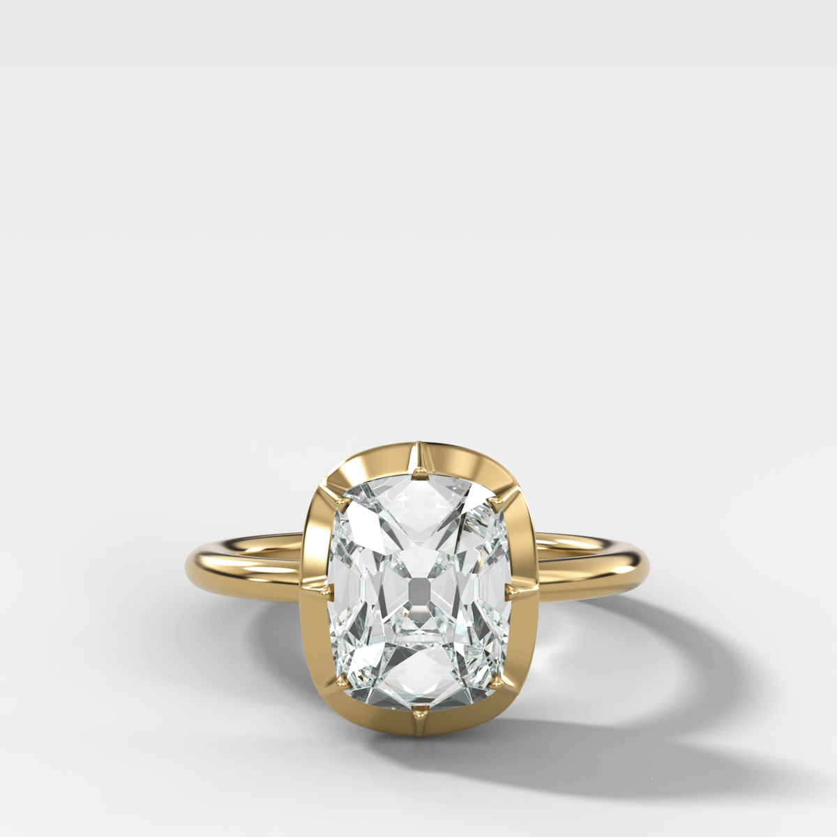 Button Back Solitaire Engagement Ring With an Old Mine Cut Diamond - GOODSTONE