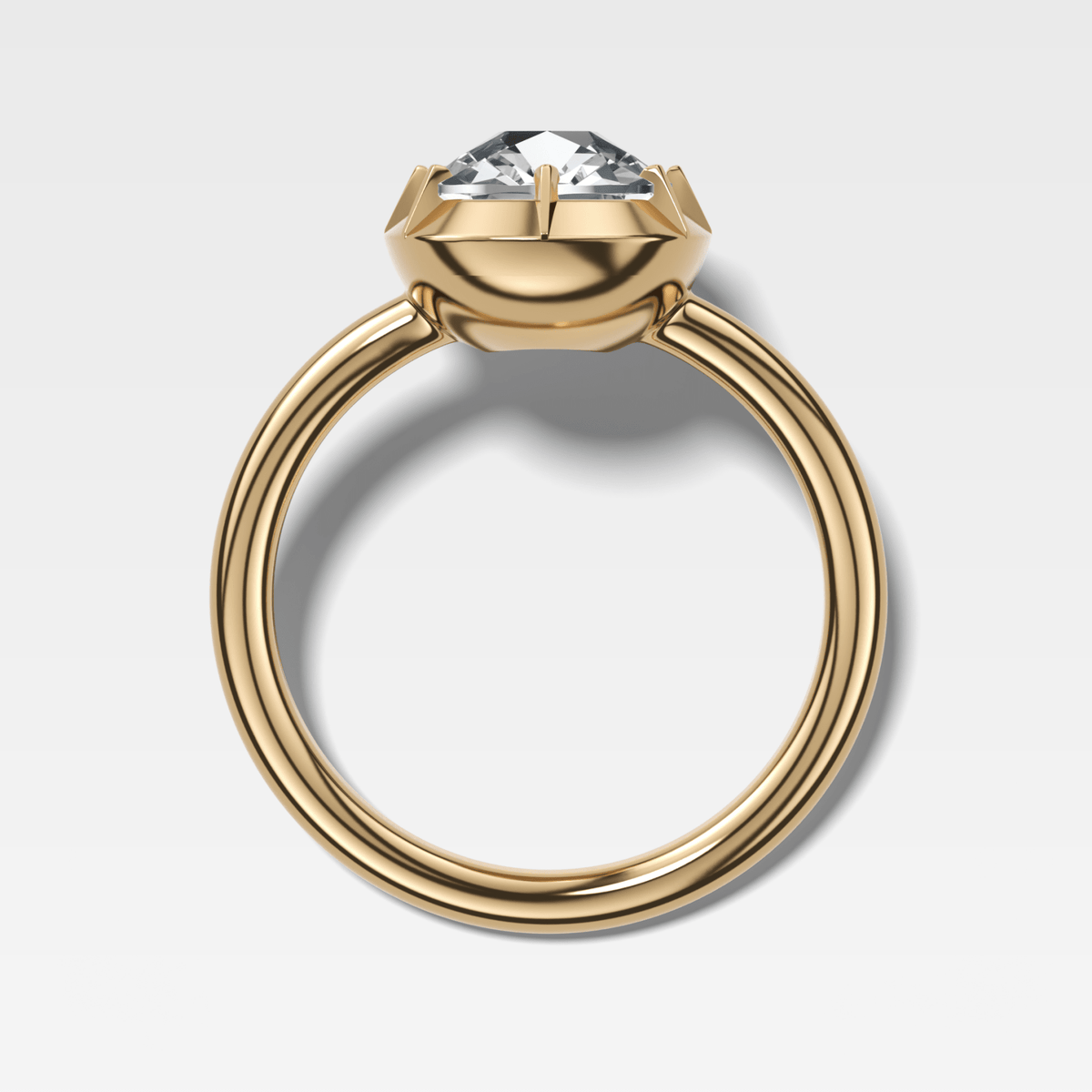 Button Back Solitaire Engagement Ring With an Old Mine Cut Diamond - GOODSTONE