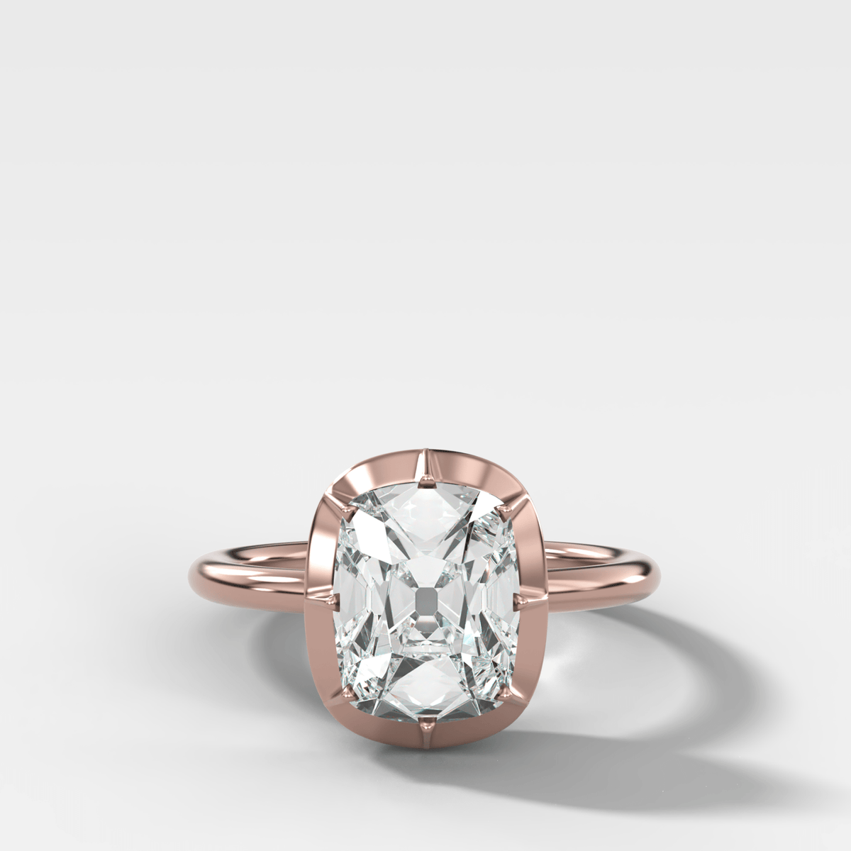 Button Back Solitaire Engagement Ring With an Old Mine Cut Diamond - GOODSTONE