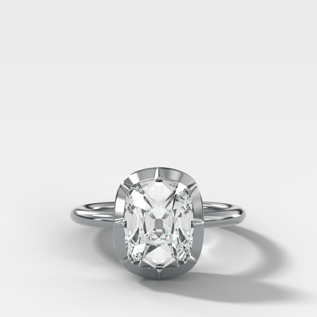 Button Back Solitaire Engagement Ring With an Old Mine Cut Diamond - GOODSTONE