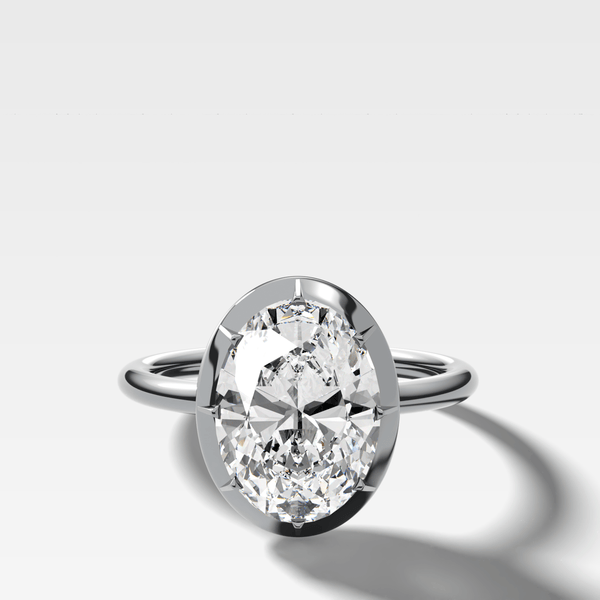 Oval Cut Button Back Solitaire Engagement Ring | GoodStone