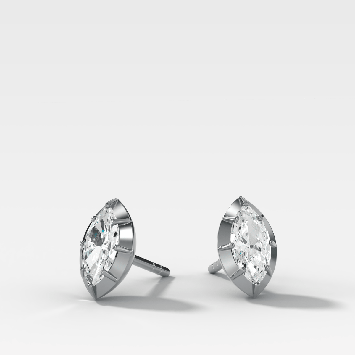 Button Back Studs with Marquise Cut Diamond - GOODSTONE