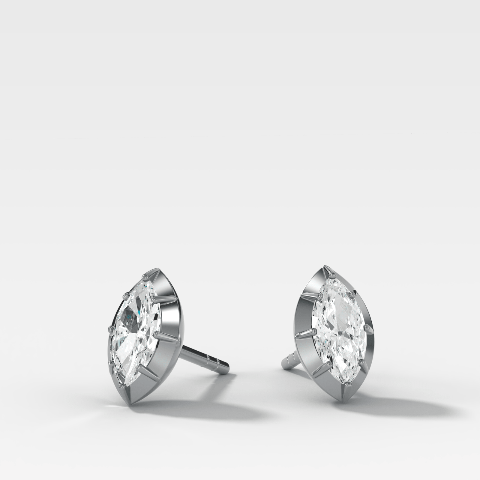 Button Back Studs with Marquise Cut Diamond - GOODSTONE
