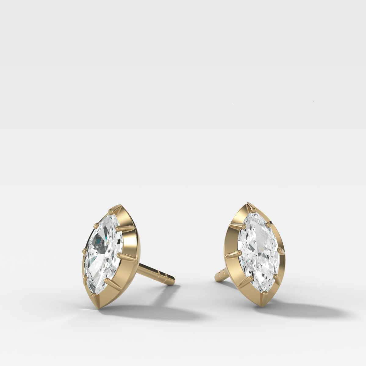 Button Back Studs with Marquise Cut Diamond - GOODSTONE