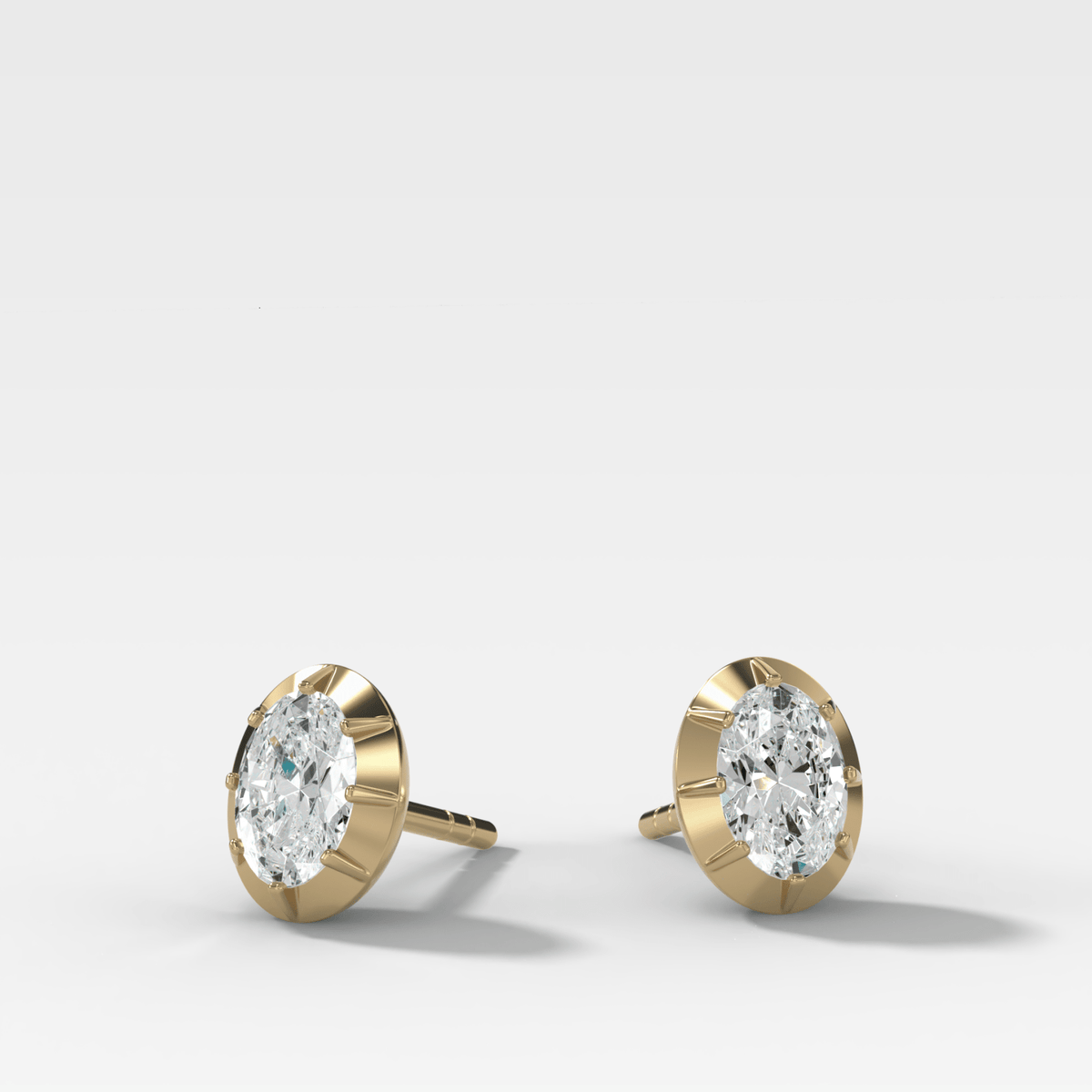 Button Back Studs with Oval Cut Diamond - GOODSTONE