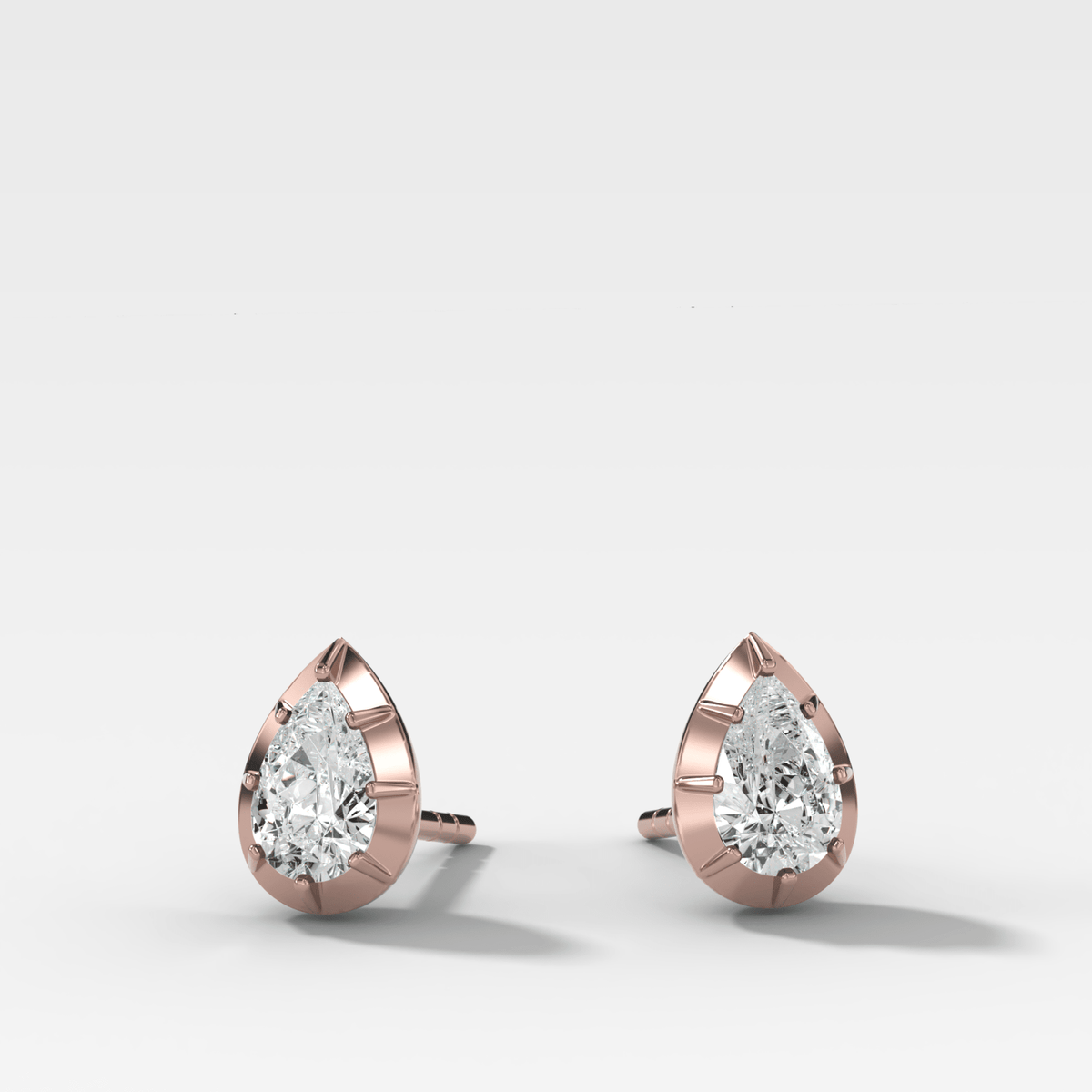 Button Back Studs with Pear Cut Diamond - GOODSTONE