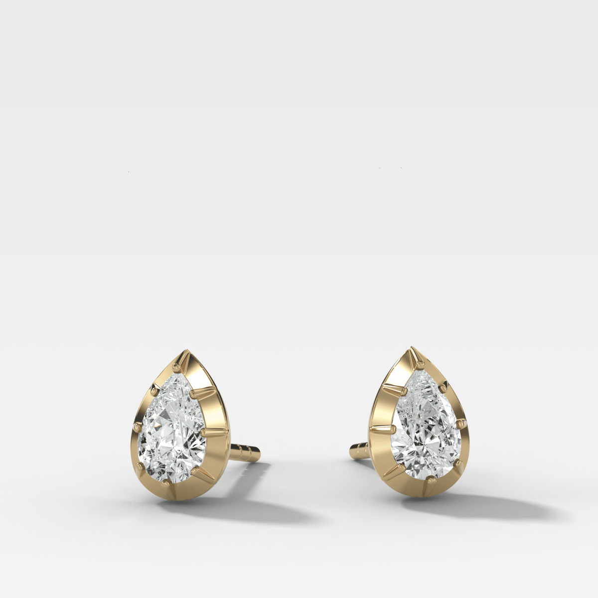 Button Back Studs with Pear Cut Diamond - GOODSTONE