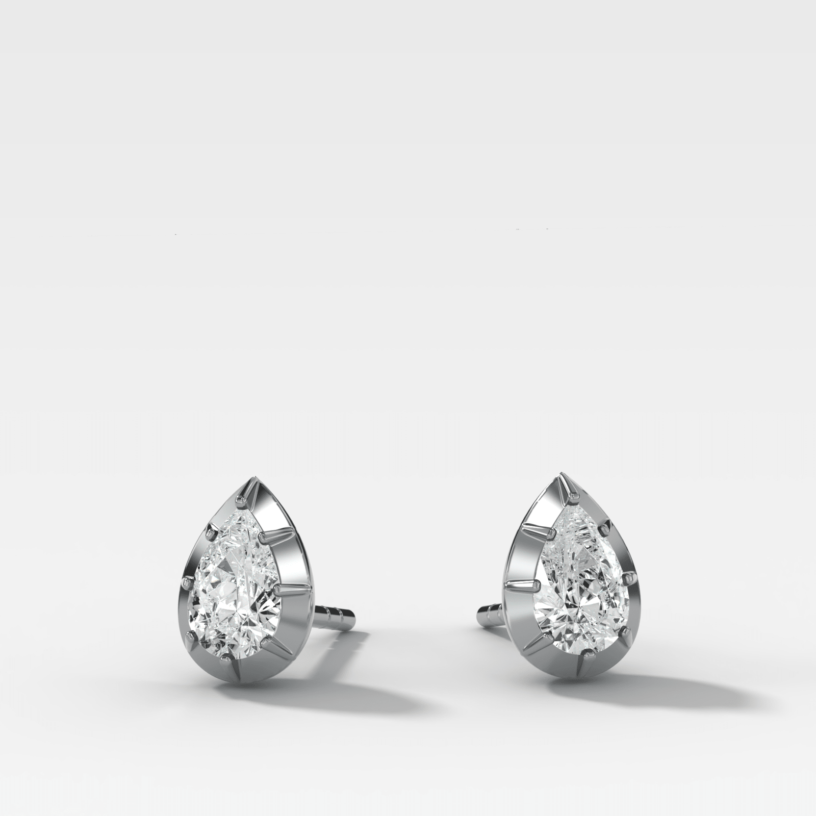 Button Back Studs with Pear Cut Diamond - GOODSTONE
