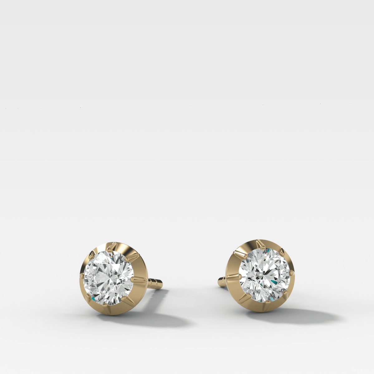 Button Back Studs with Round Cut Diamond - GOODSTONE