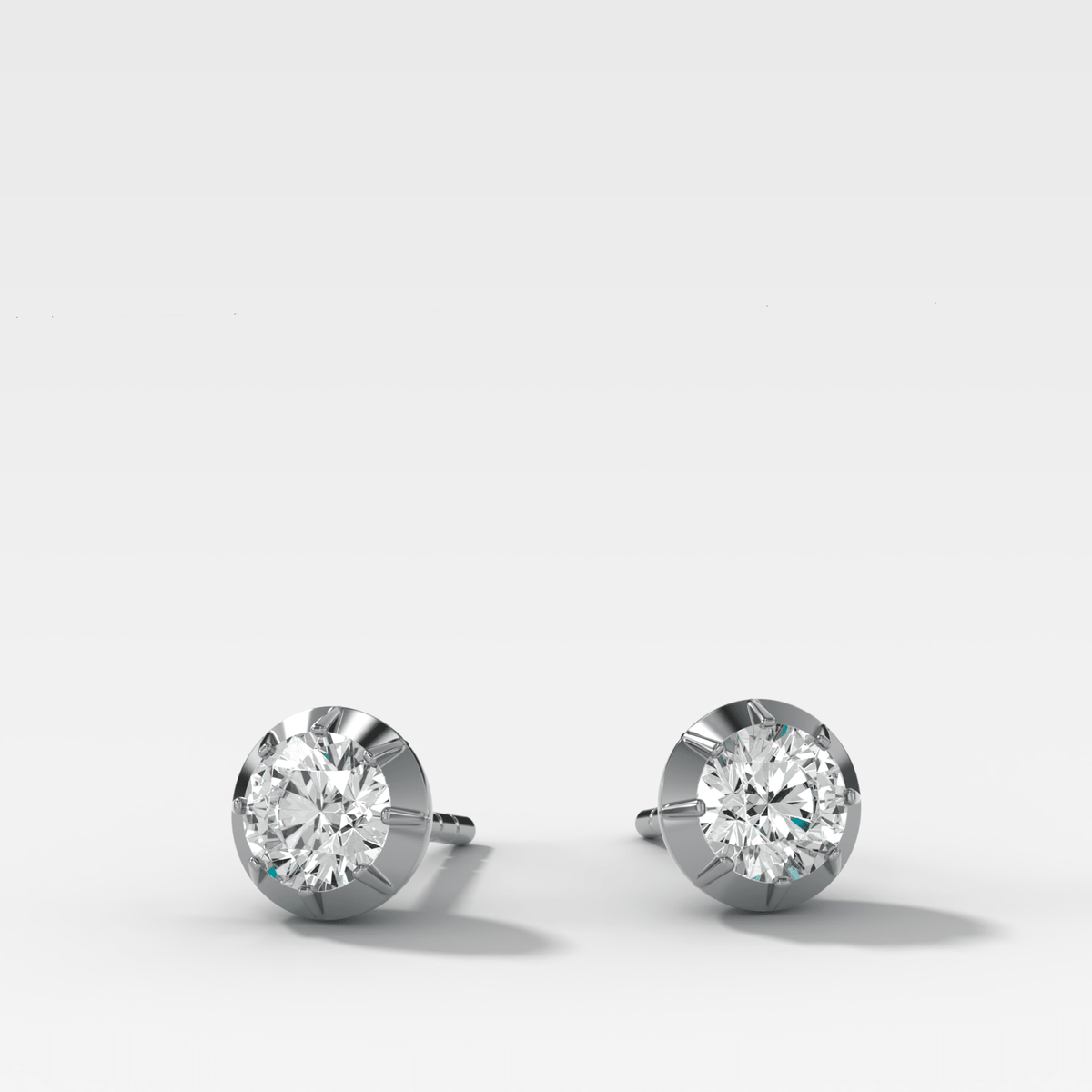 Button Back Studs with Round Cut Diamond - GOODSTONE
