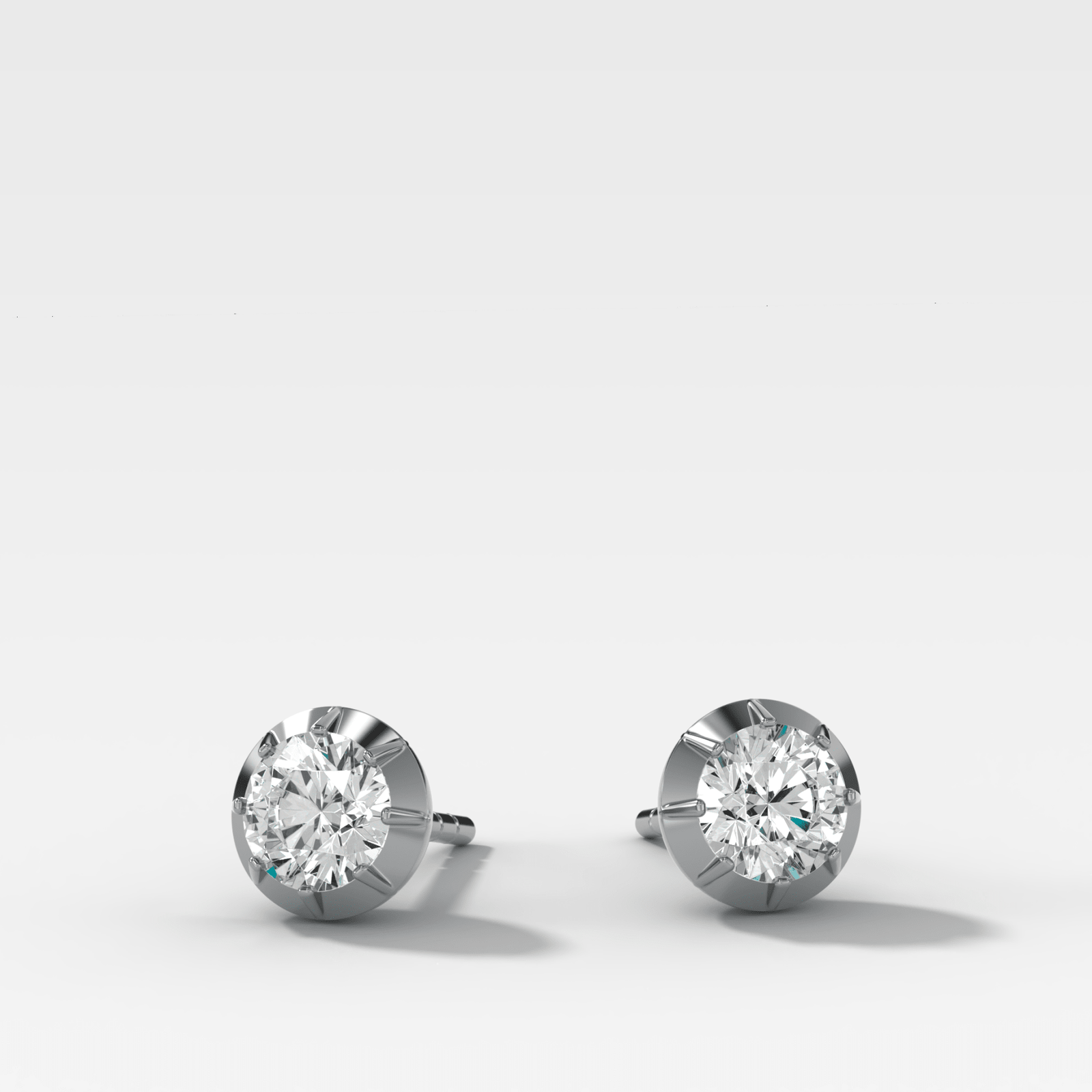 Button Back Studs with Round Cut Diamond - GOODSTONE