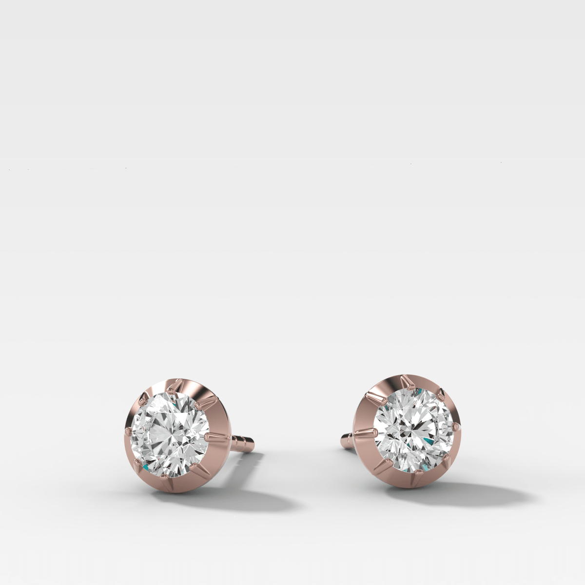 Button Back Studs with Round Cut Diamond - GOODSTONE