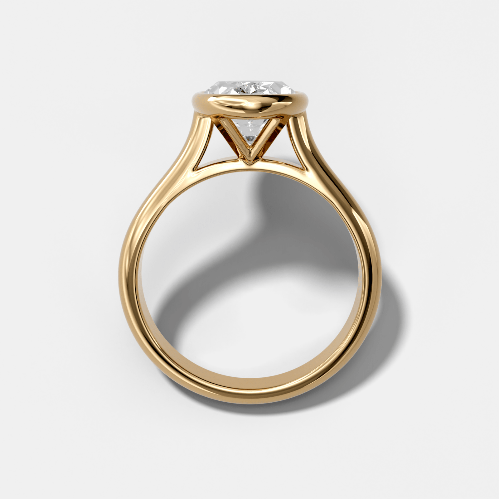 Cathedral Bezel Set Solitaire Engagement Ring with 2.54ct Lab Grown Oval Diamond - GOODSTONE