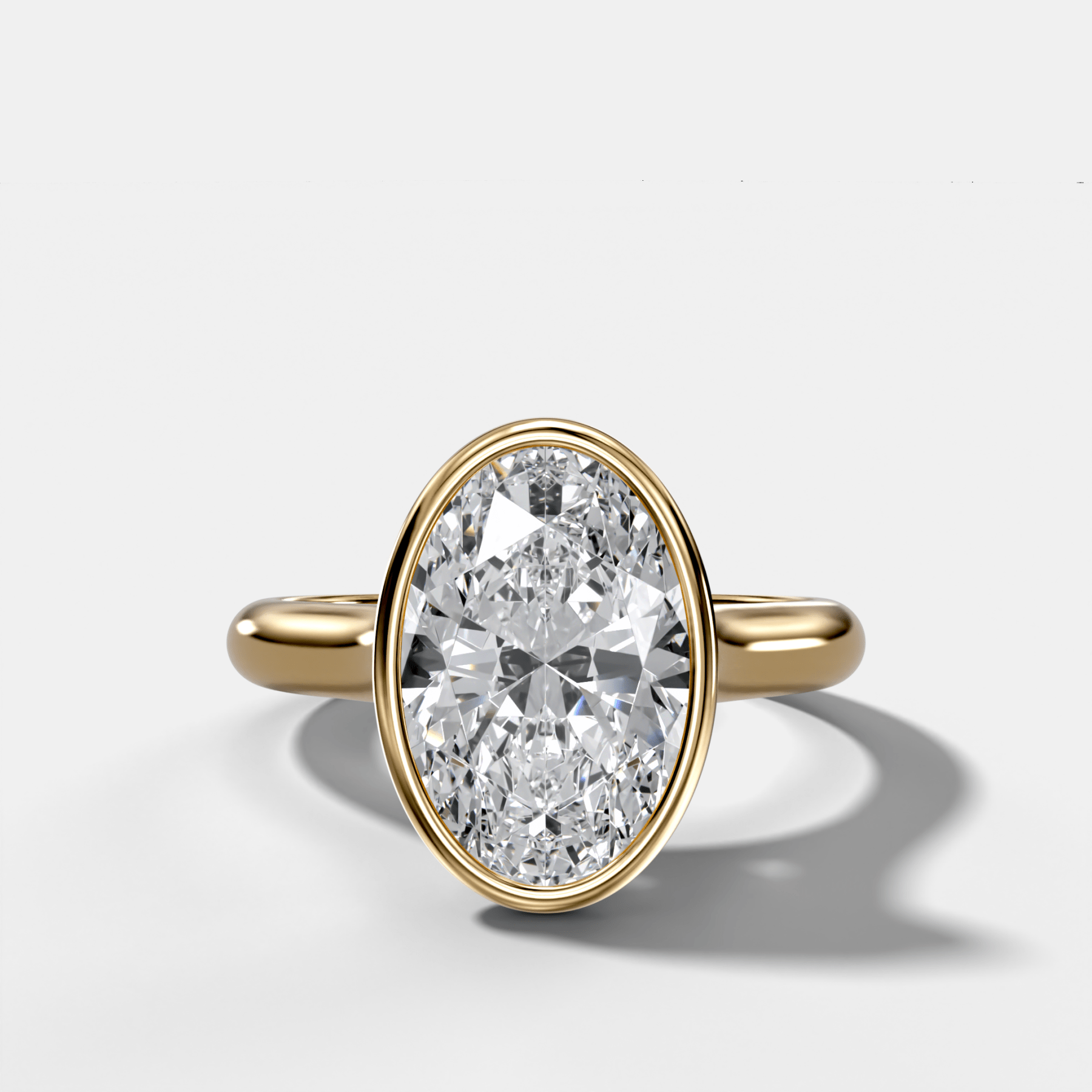 Cathedral Bezel Set Solitaire Engagement Ring with 2.54ct Lab Grown Oval Diamond - GOODSTONE