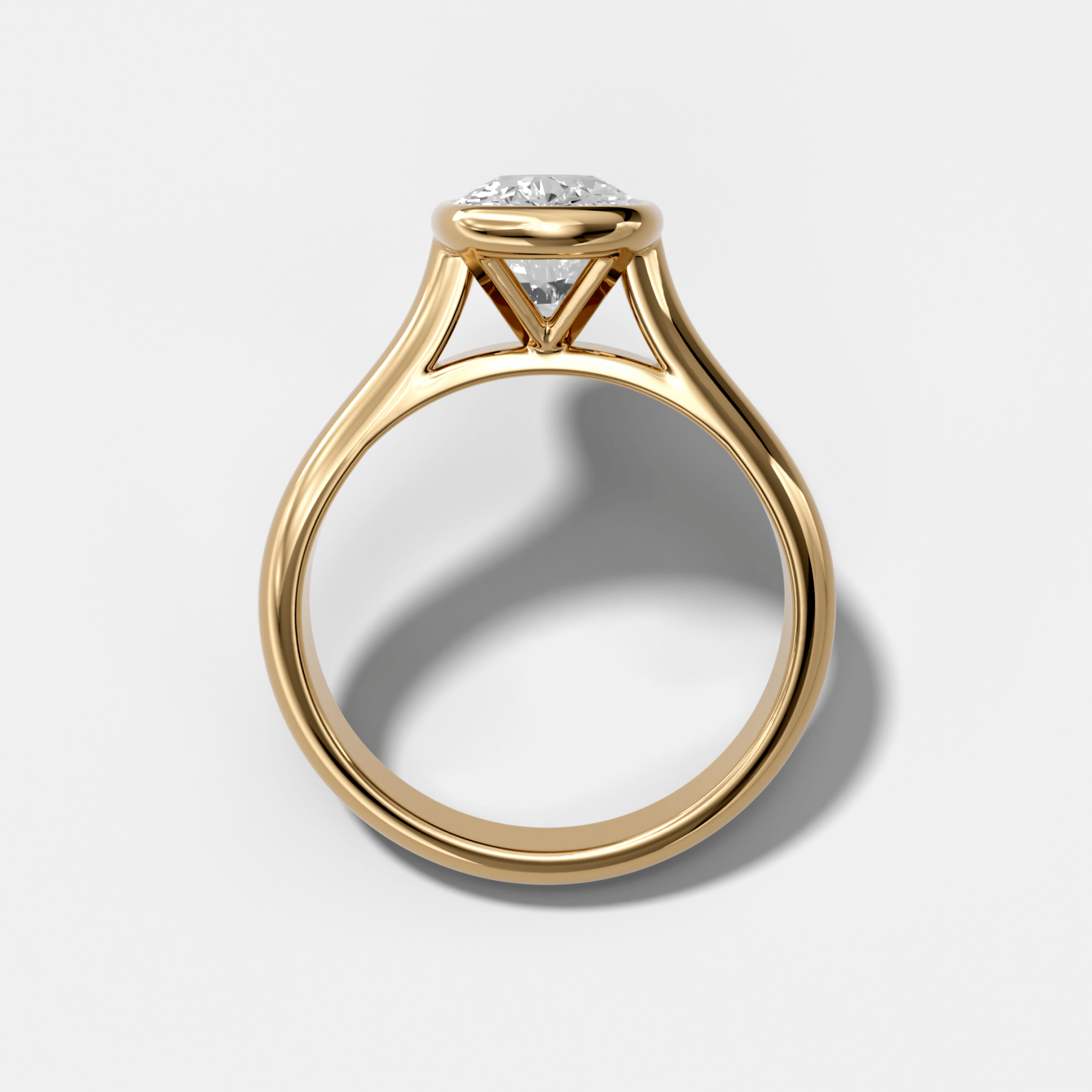Elongated Cushion Cathedral Bezel Set Engagement Ring | GoodStone