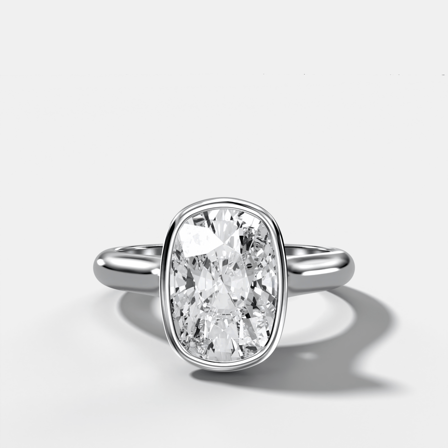 Elongated Cushion Cathedral Bezel Set Engagement Ring | GoodStone