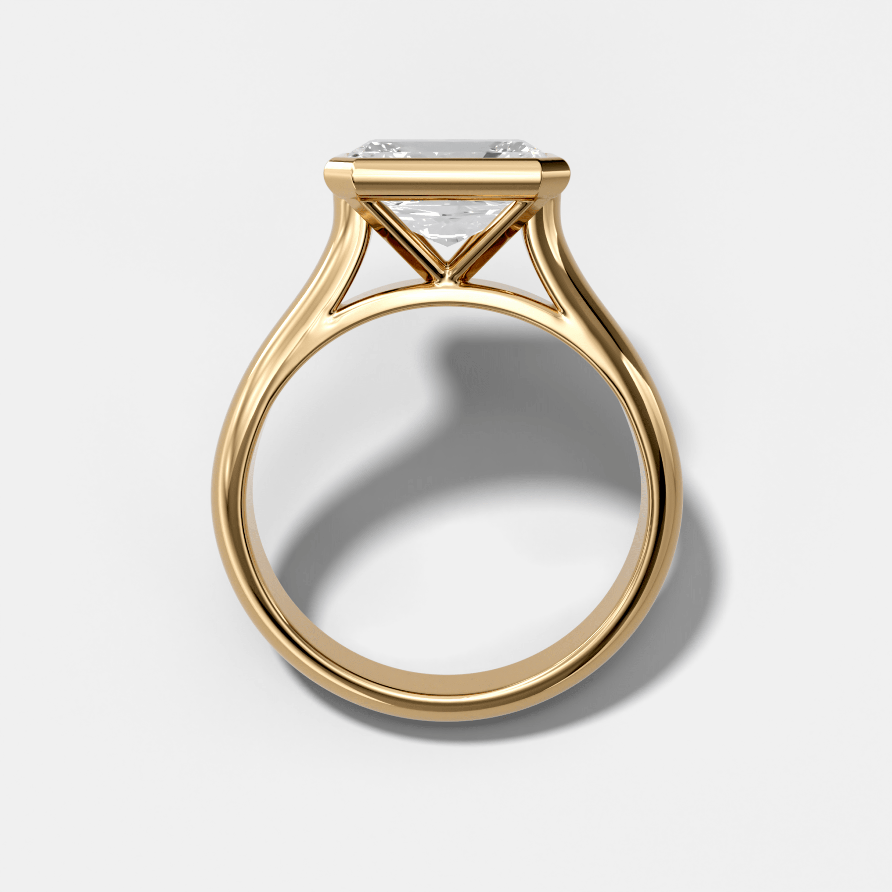Elongated Radiant Cathedral Bezel Set Engagement Ring | GoodStone