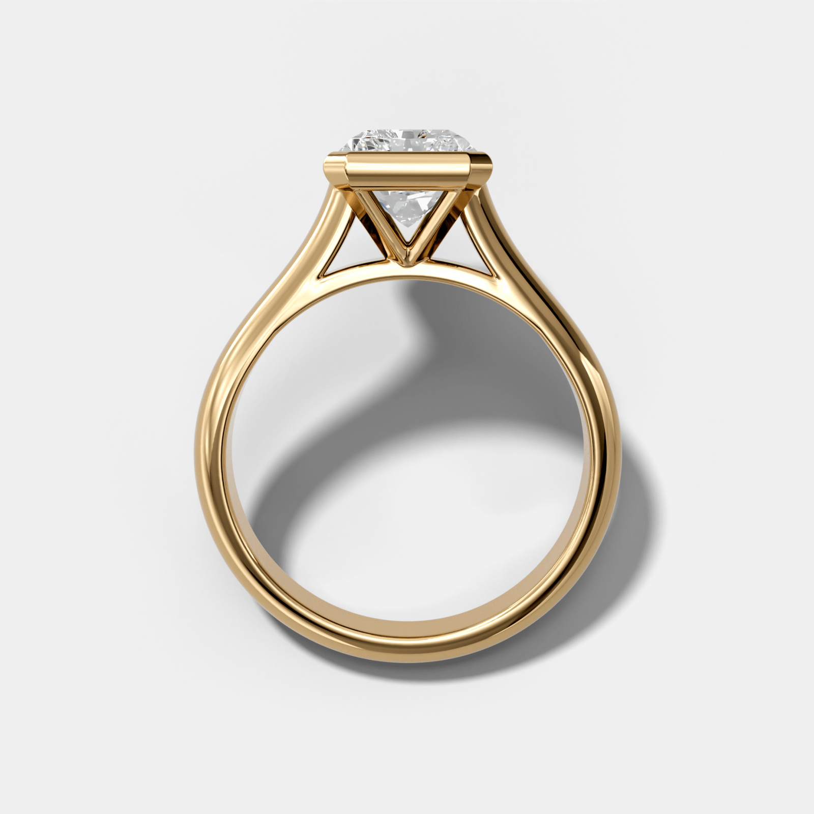 Cathedral Bezel Set Solitaire Engagement Ring With Elongated Radiant Diamond - GOODSTONE