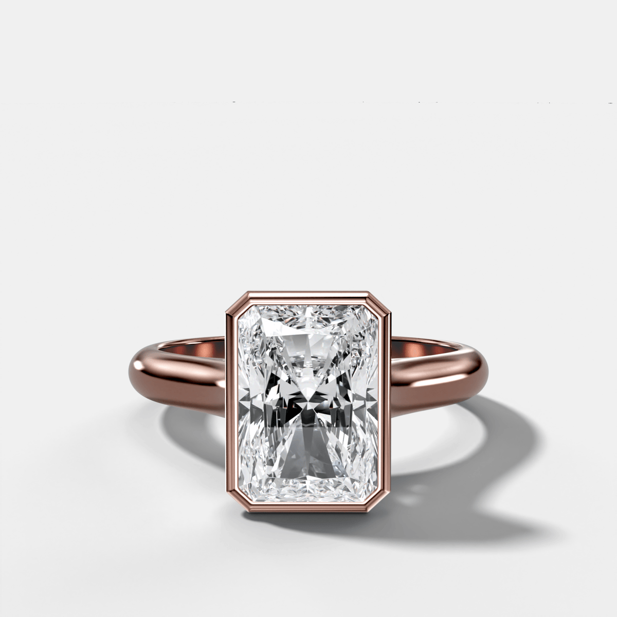 Cathedral Bezel Set Solitaire Engagement Ring With Elongated Radiant Diamond - GOODSTONE