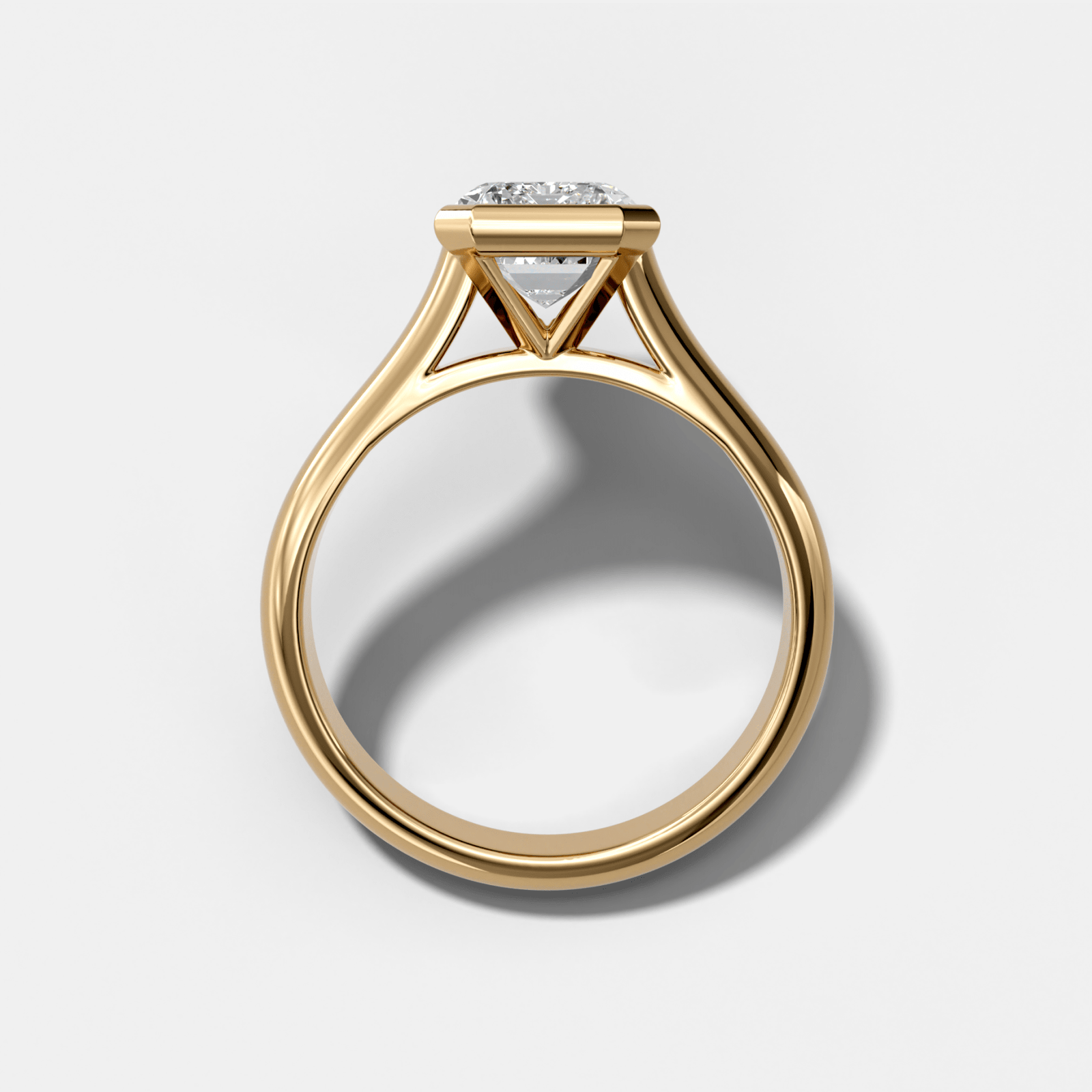 Cathedral Bezel Set Solitaire Engagement Ring With Emerald Diamond - GOODSTONE