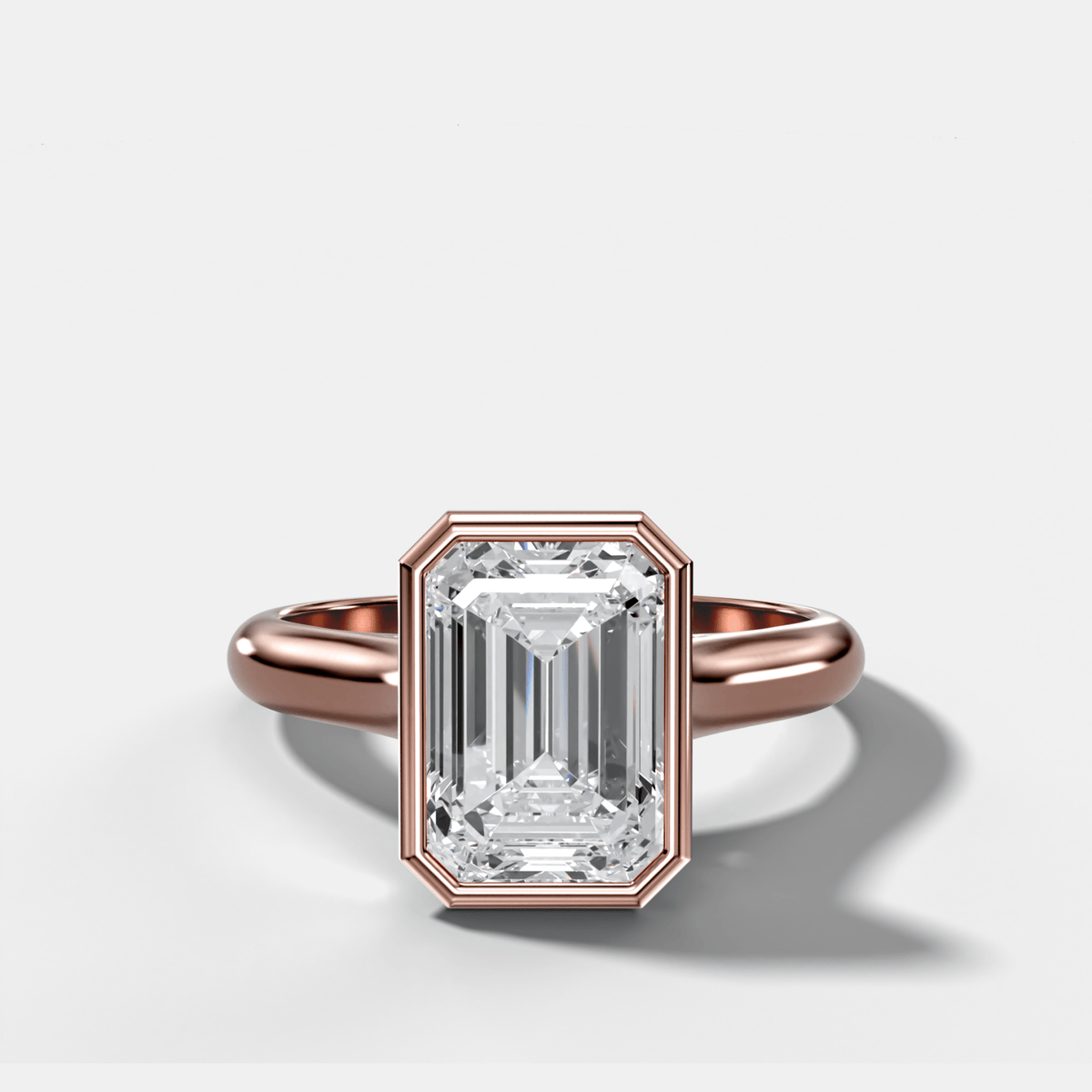 Cathedral Bezel Set Solitaire Engagement Ring With Emerald Diamond - GOODSTONE