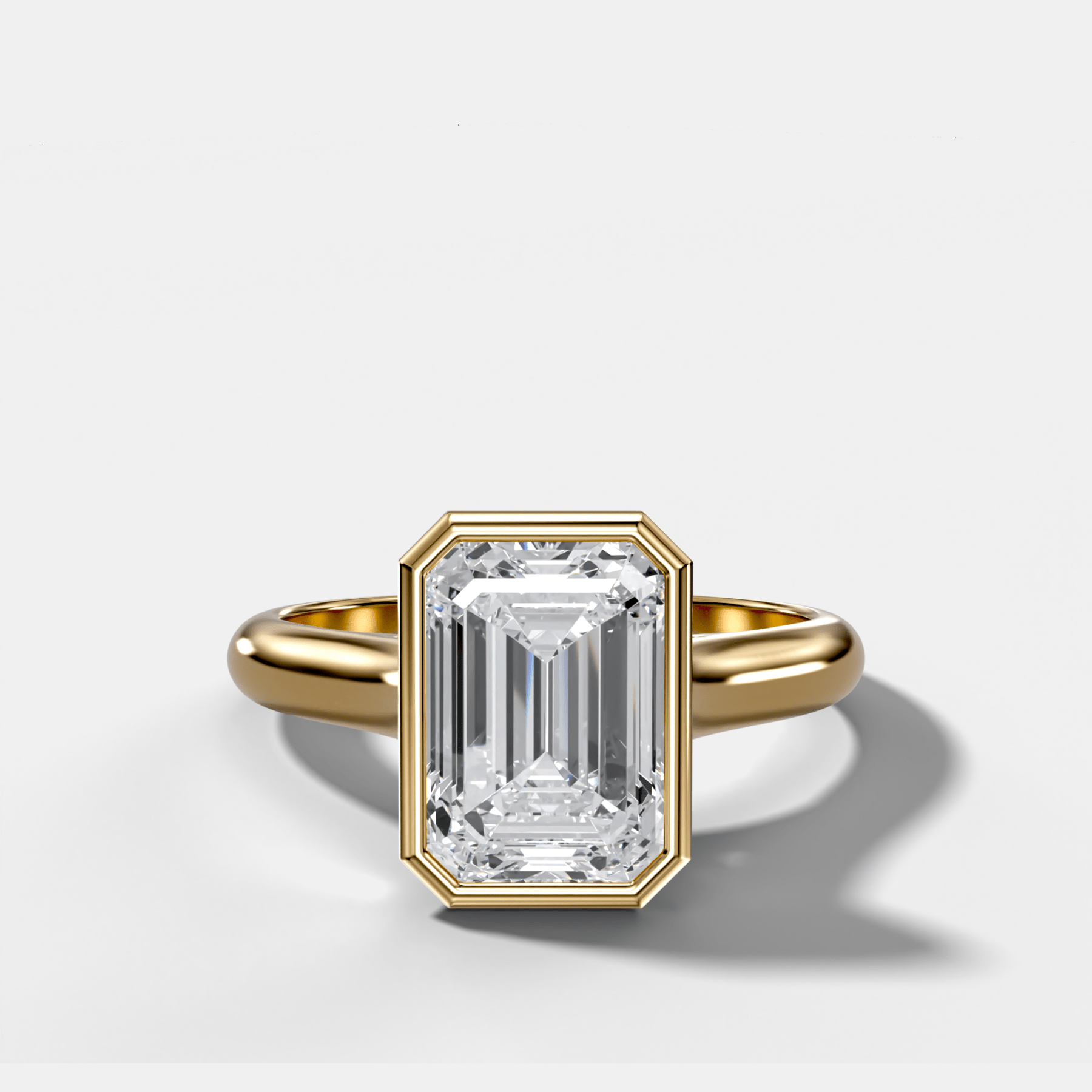 Cathedral Bezel Set Solitaire Engagement Ring With Emerald Diamond - GOODSTONE