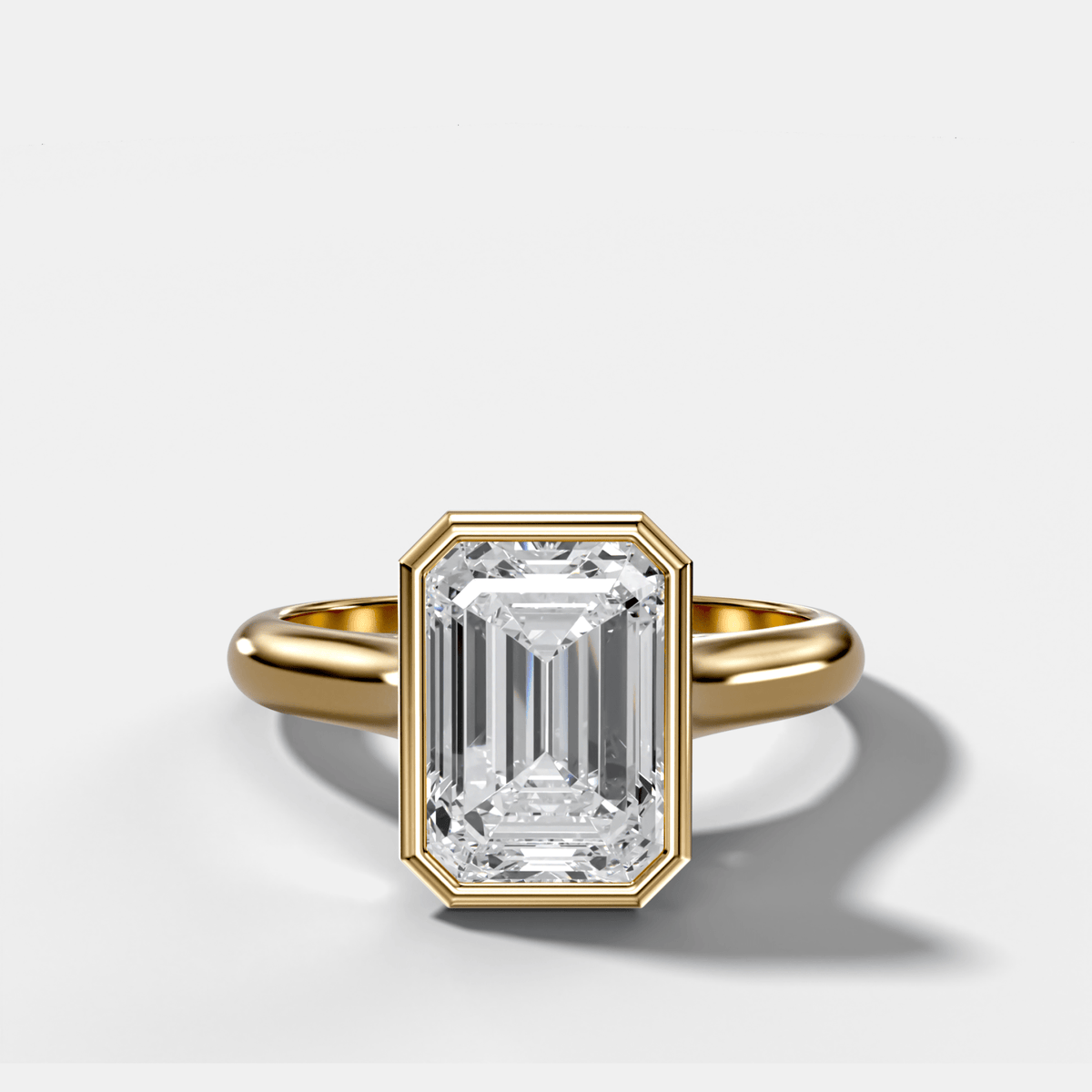 Cathedral Bezel Set Solitaire Engagement Ring With Emerald Diamond - GOODSTONE