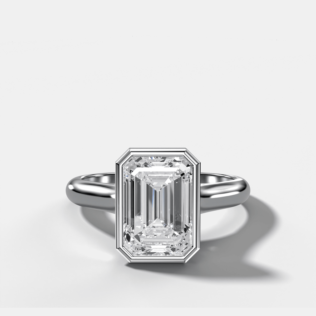 Cathedral Bezel Set Solitaire Engagement Ring With Emerald Diamond - GOODSTONE