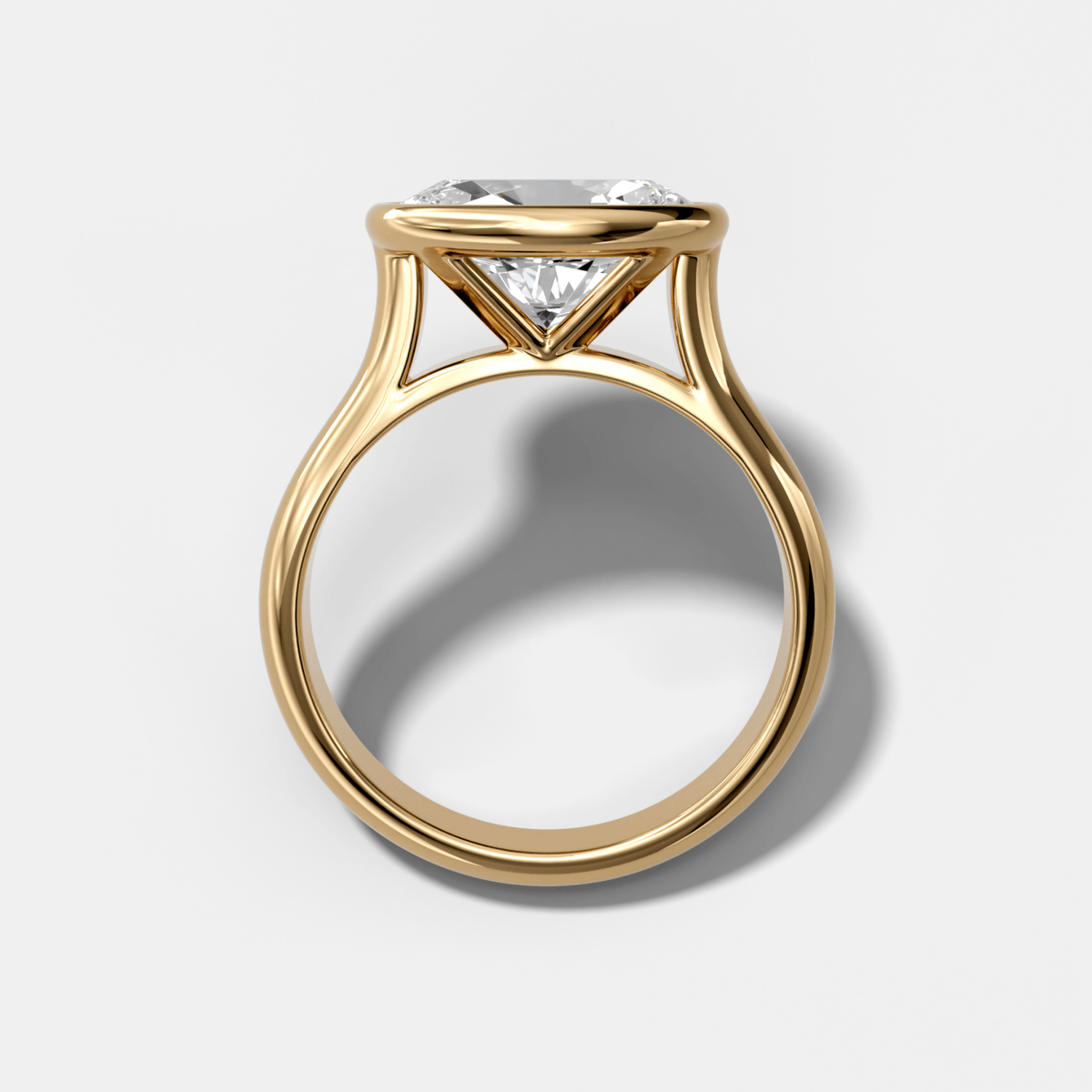 Cathedral Bezel Set Solitaire Engagement Ring With Oval Diamond (East West) - GOODSTONE